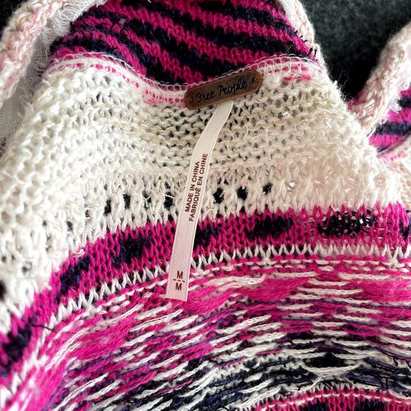 Free People Dreamland Linen blend Cardigan Size M Wide Boxy Boho - Picture 5 of 16